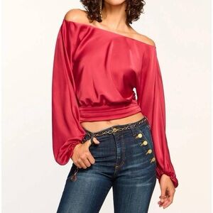 Ramy Brook Sonja Off The Shoulder Top In Ruby Red XS